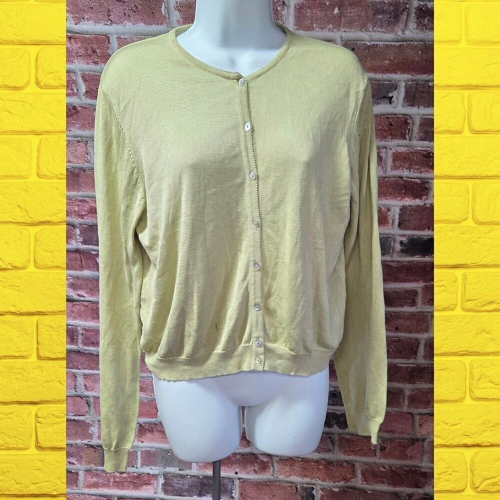 Vintage Women's RENA ROWAN Cropped Lightweight Silk Cardigan Sweater‎ Large